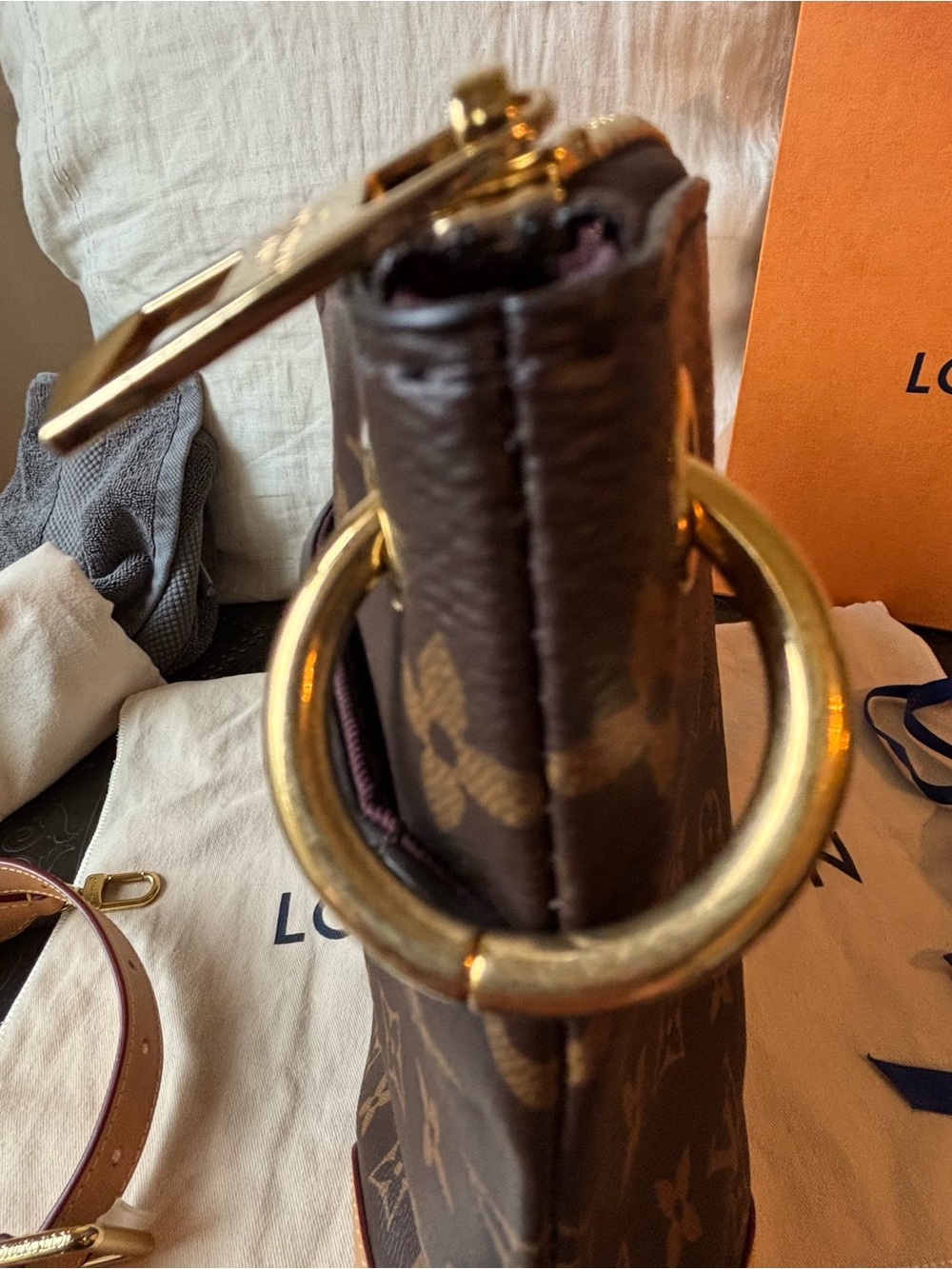 Louis Vuitton Odeon Brown Monogram Canvas Shoulder Bag with Natural Trim - Picture 12 of 16